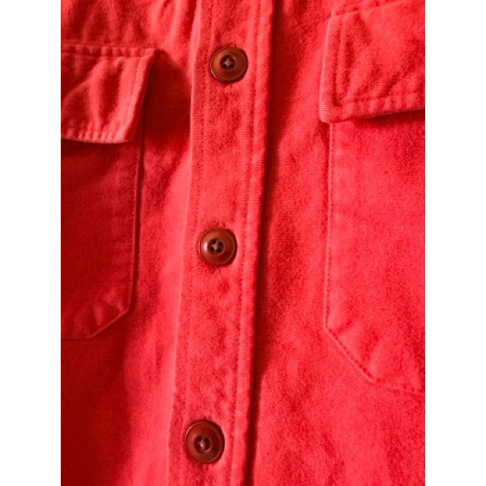 L.L. Bean Red Chamois Flannel Shirt Jacket Size M Chest Pockets - Picture 4 of 9